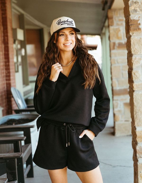 Lindsay Black Top and Shorts Set