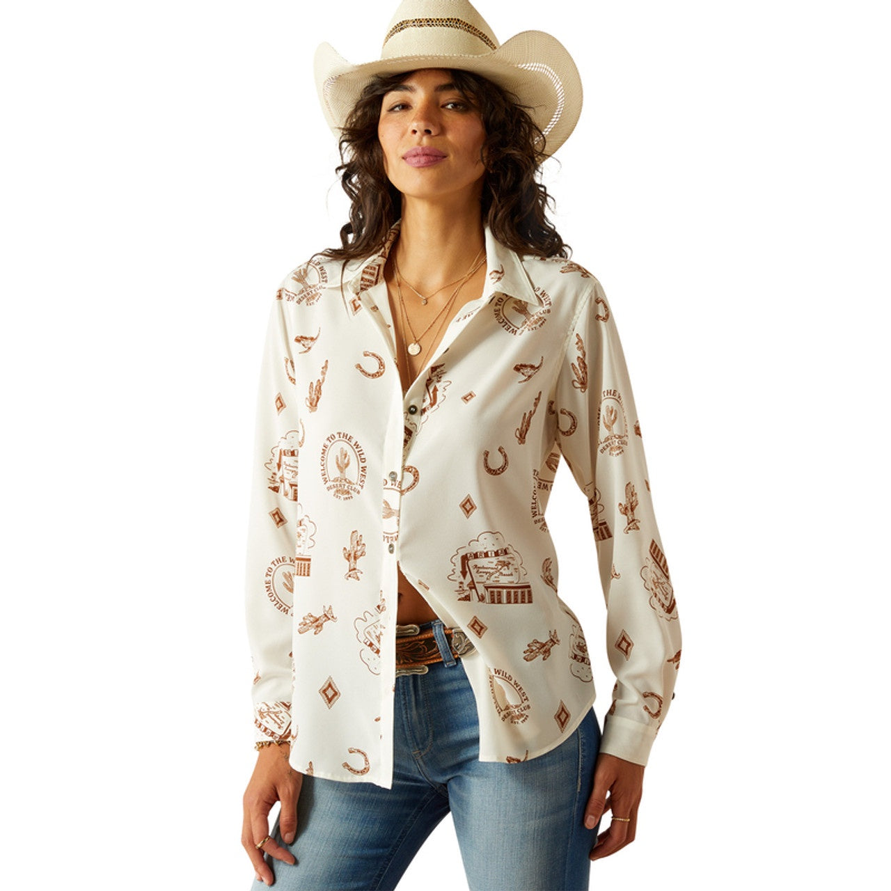 Ariat Women's Homestyle Long Sleeve Shirt Road Trip Print 10060364