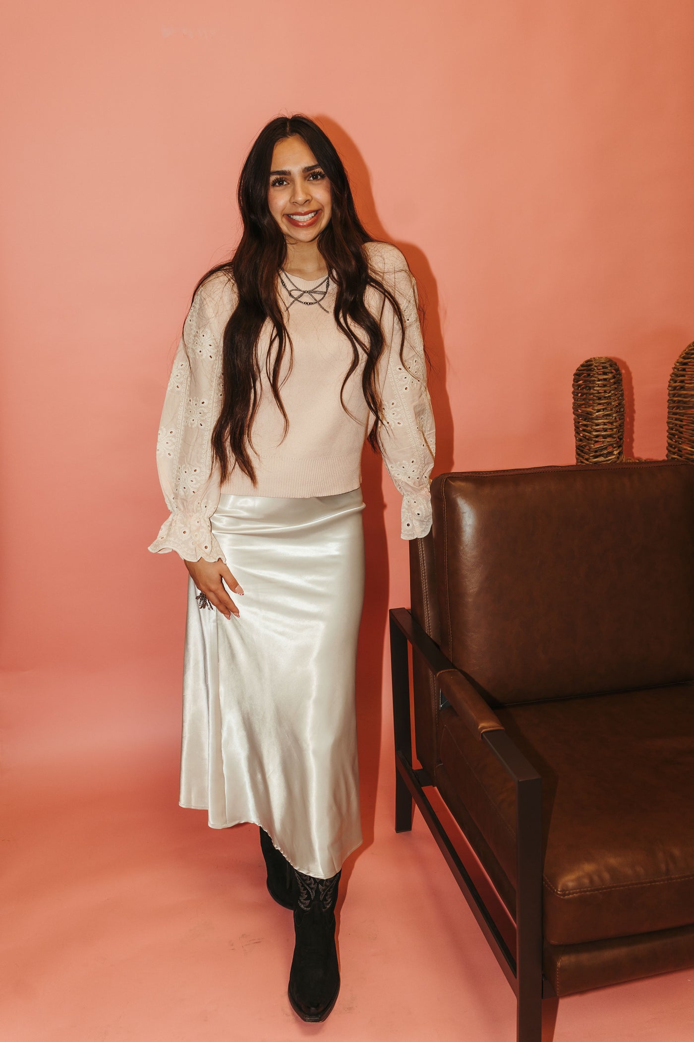 Dove Satin Maxi Skirt LSK0260