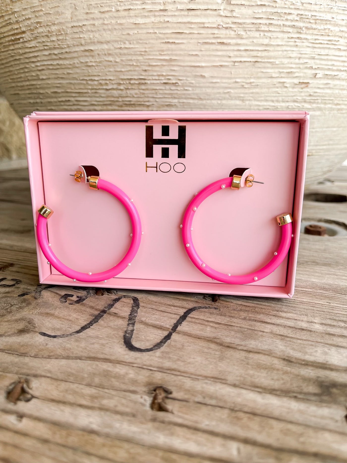 Hoo Hoops Hot Pink Pearl Hoops