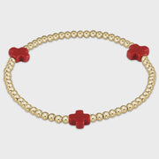 Signature Cross 3mm Gold/Red Bracelet