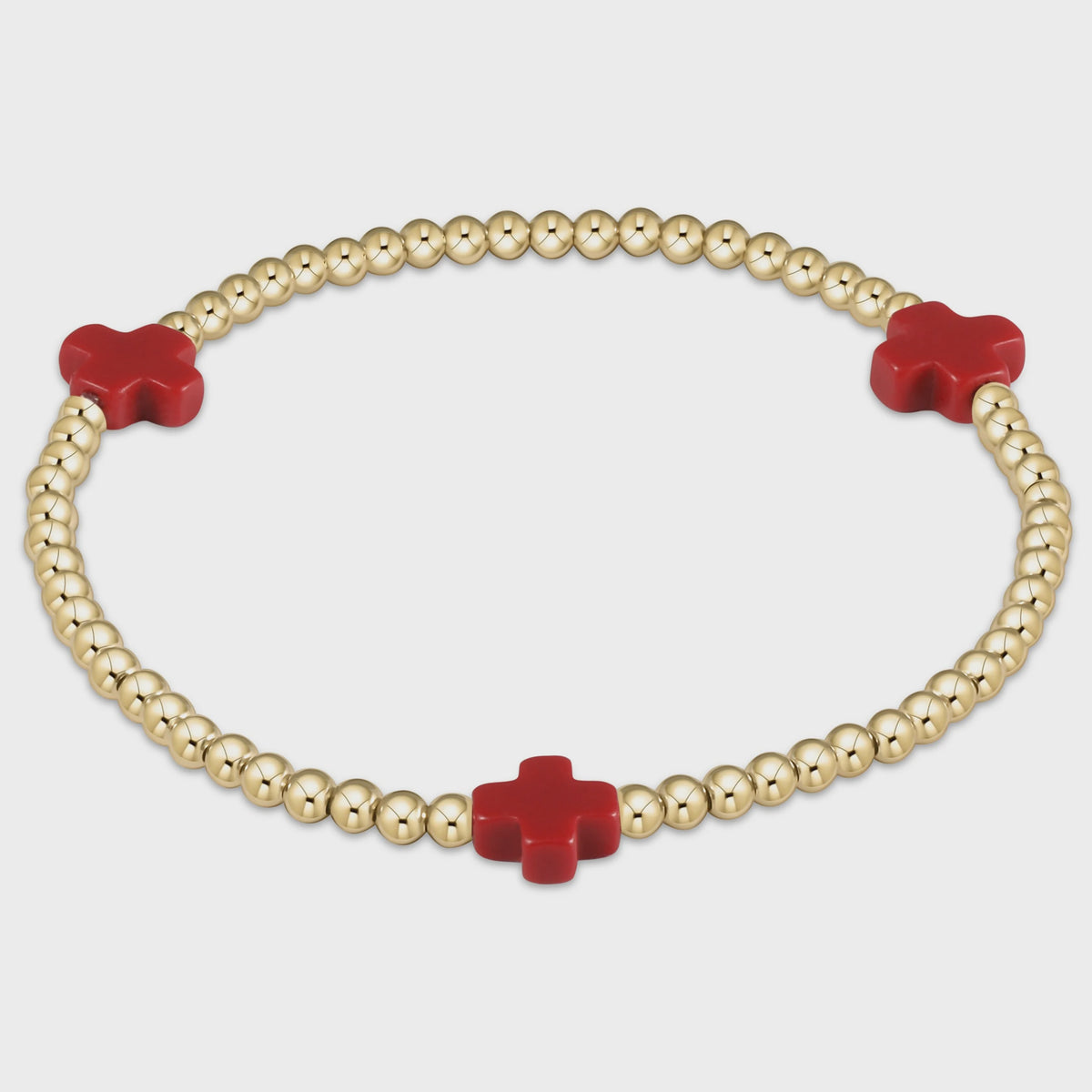 Signature Cross 3mm Gold/Red Bracelet