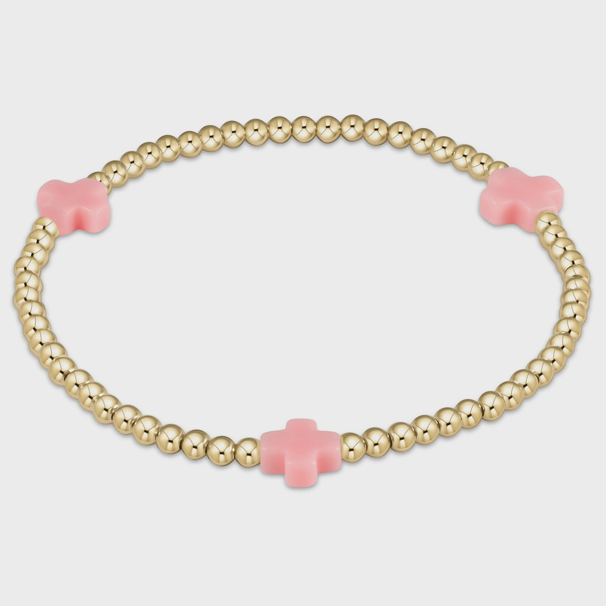 Signature Cross 3mm Gold/Pink Bracelet