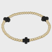 Signature Cross 3mm Gold/Onyx Bracelet