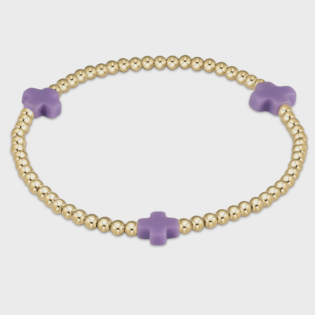 Signature Cross 3mm Gold/Purple Bracelet