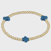 Signature Cross 3mm Gold/Cobalt Bracelet