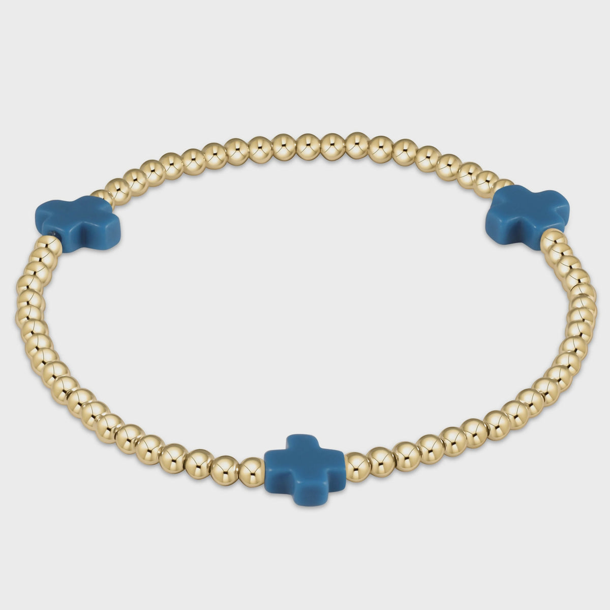Signature Cross 3mm Gold/Cobalt Bracelet
