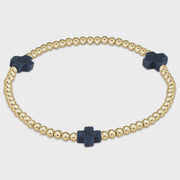 Signature Cross 3mm Gold/Charcoal Bracelet