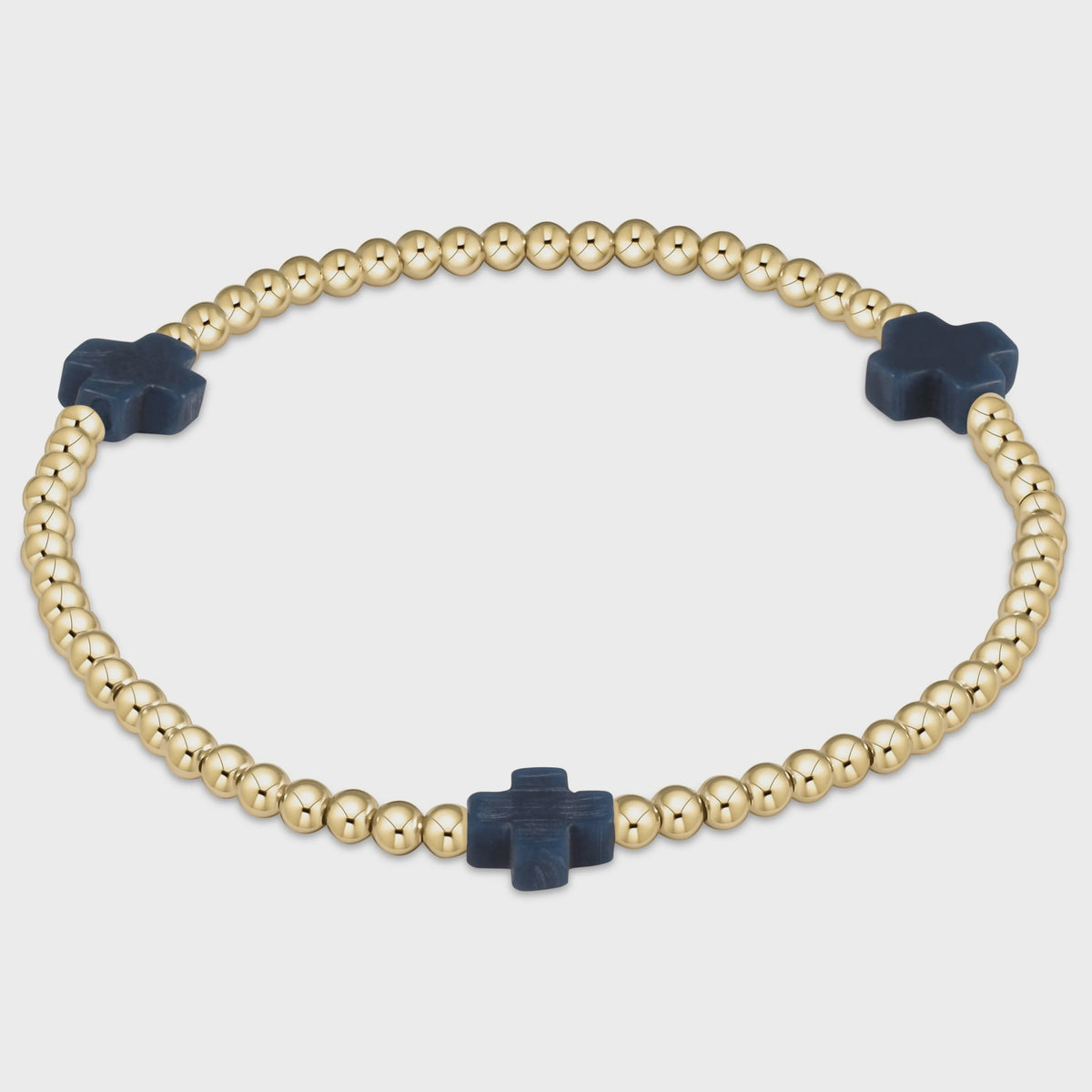 Signature Cross 3mm Gold/Charcoal Bracelet