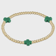 Signature Cross 3mm Gold/Emerald Bracelet