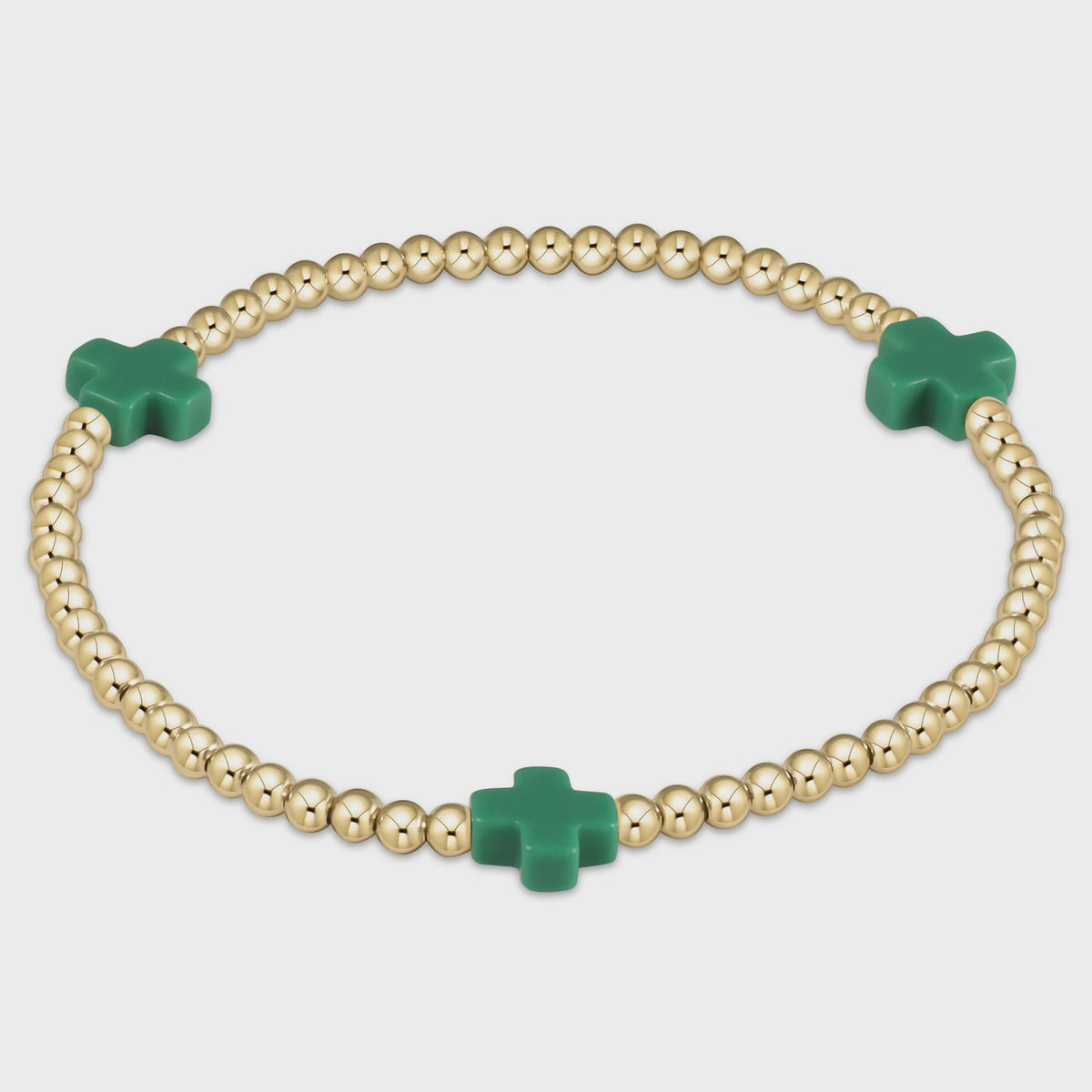 Signature Cross 3mm Gold/Emerald Bracelet