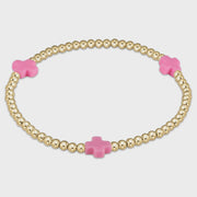 Signature Cross 3mm Gold/Bright Pink Bracelet