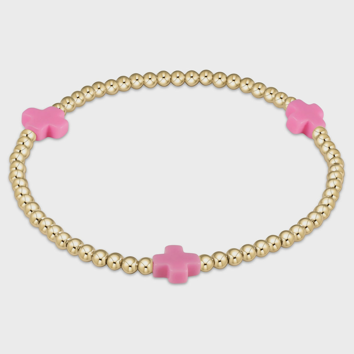 Signature Cross 3mm Gold/Bright Pink Bracelet