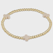 Signature Cross 3mm Gold/Off-White Bracelet