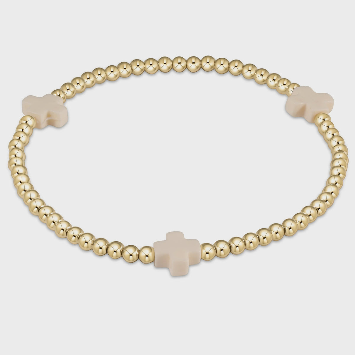 Signature Cross 3mm Gold/Off-White Bracelet