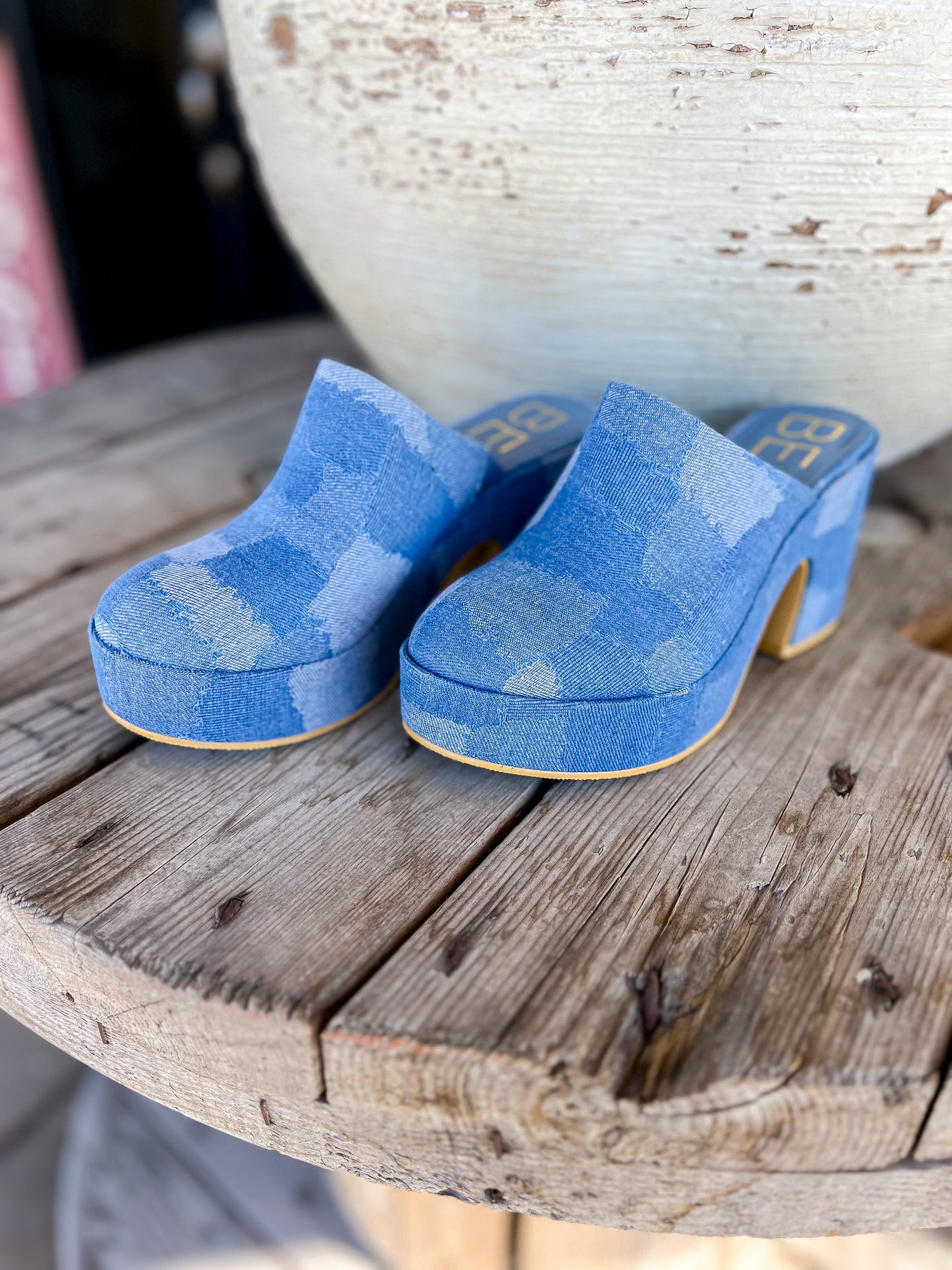 Jayde Blue Denim Patch Mule
