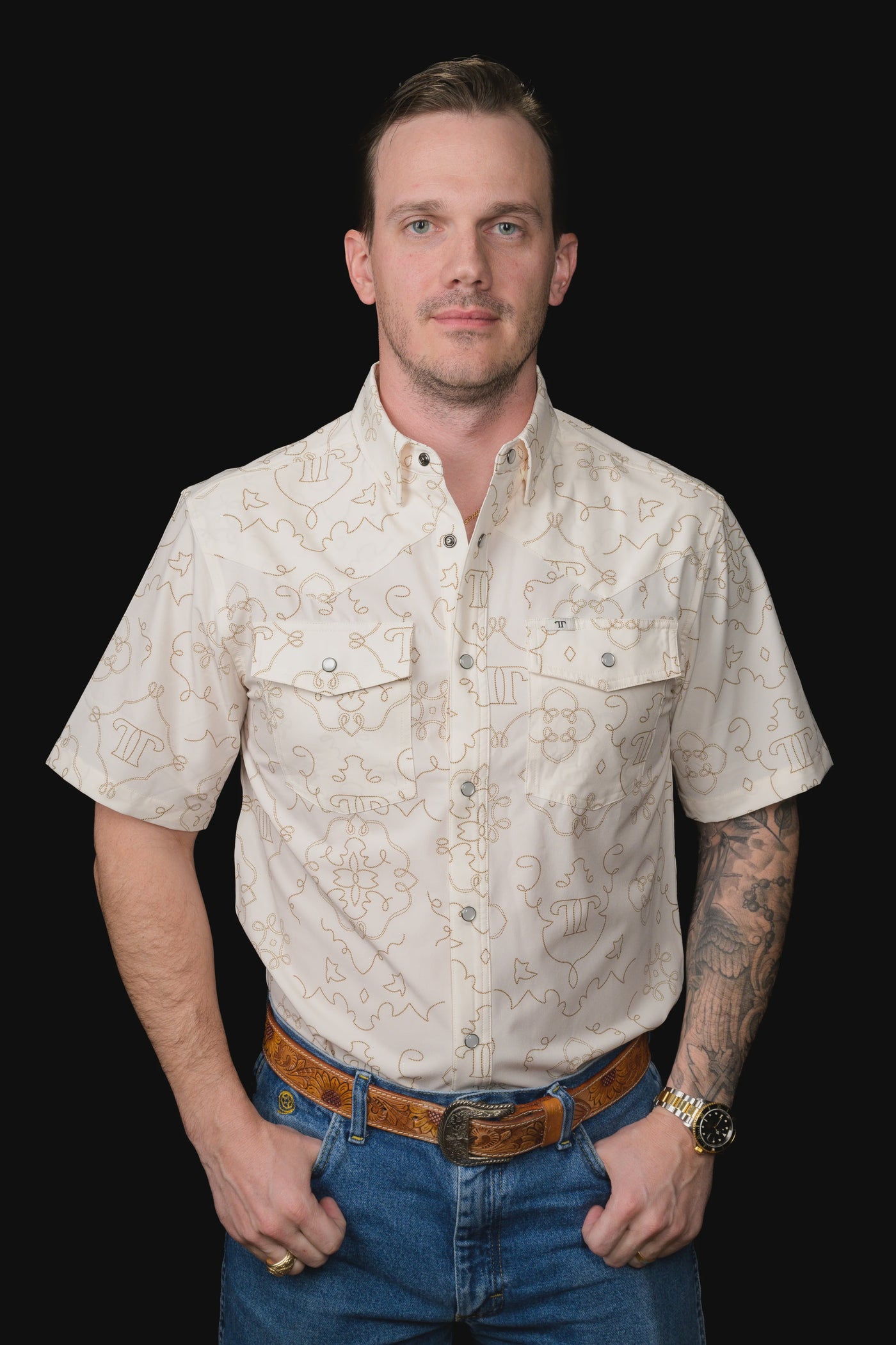 Ferrell - Carson Beige Short Sleeve Snap Shirt