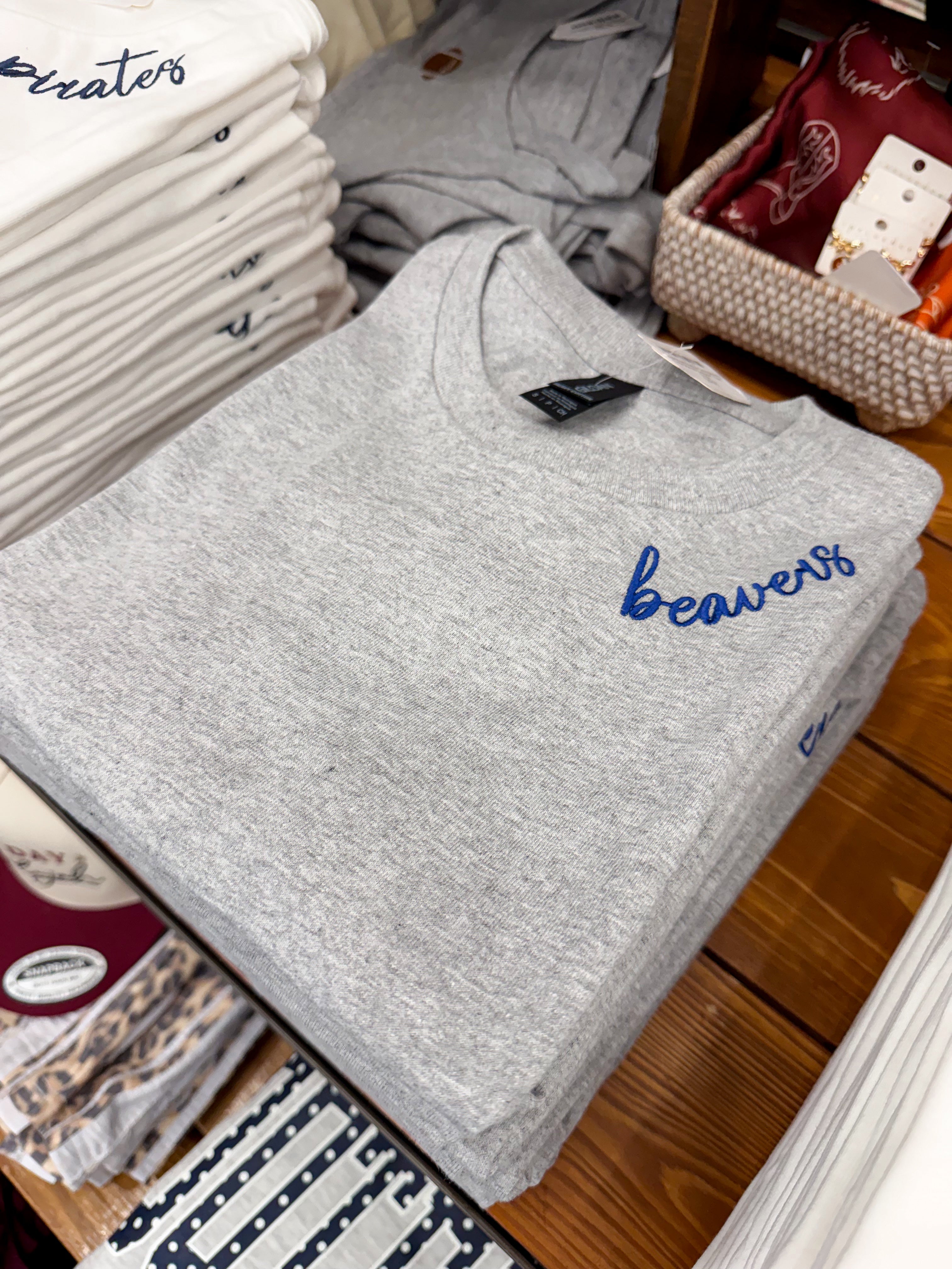 Royal Blue/Heather Grey Beavers Embroidered Neckline T-Shirt