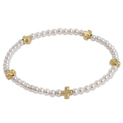 Signature Cross 3mm Pearl/Gold Bracelet