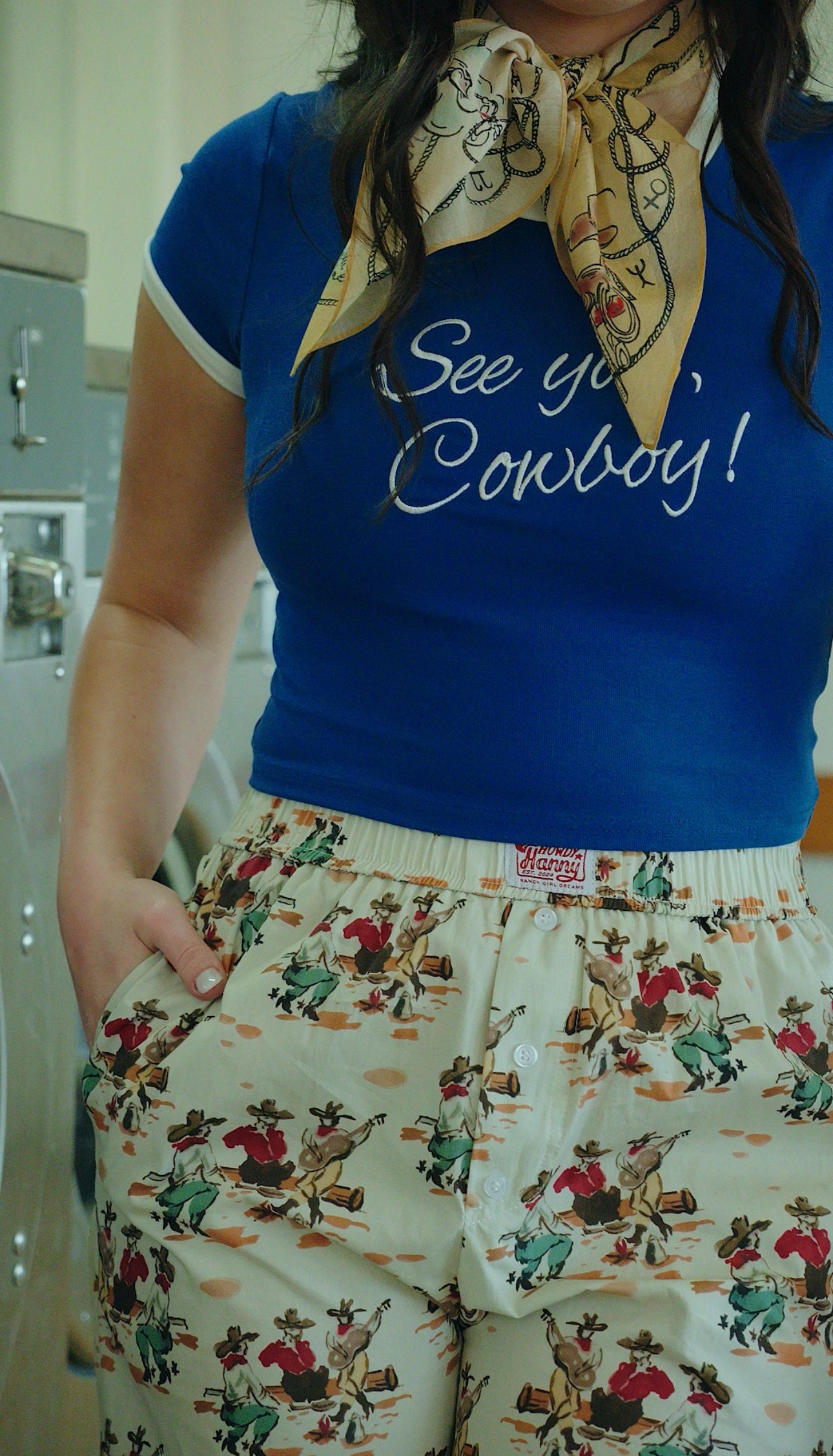 Royal Blue See You Cowboy Mini Tee BRT2636-1