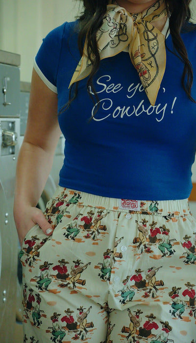 Royal Blue See You Cowboy Mini Tee BRT2636-1