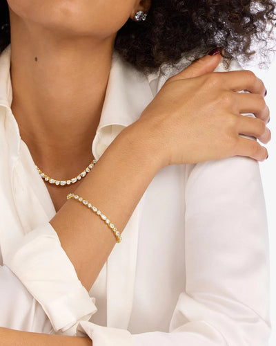 Isla Tennis Bracelet Gold/White