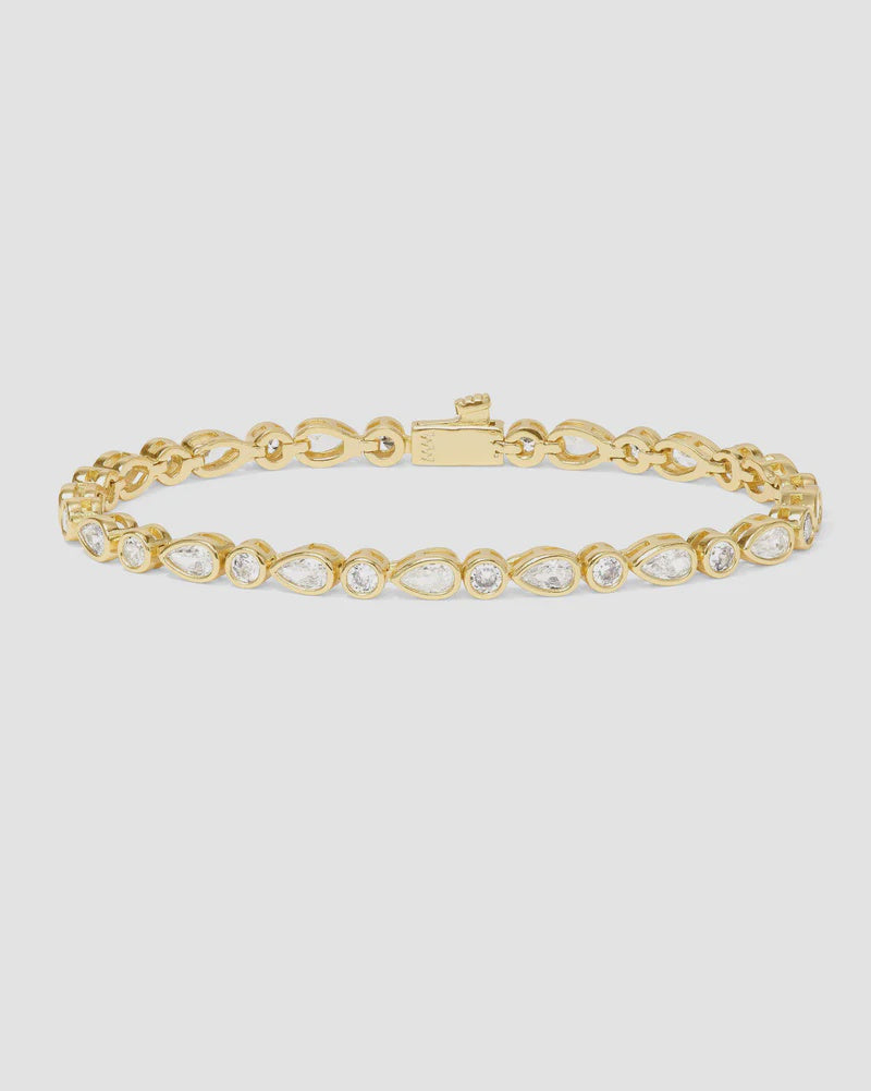 Isla Tennis Bracelet Gold/White