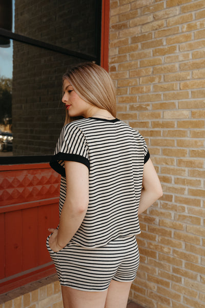 Black Striped Comfy Shorts PG10790