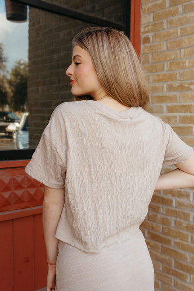 Sway Textured Cropped Tee Parchment ZT251363