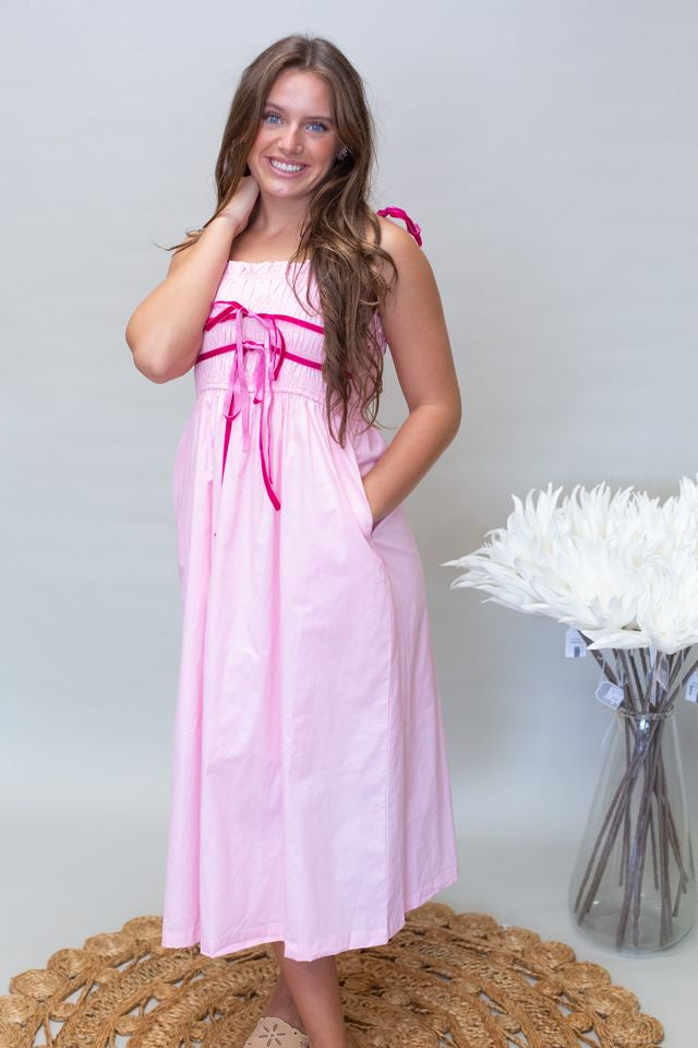 CD 0462 Pink Spaghetti Strap Maxi Dress