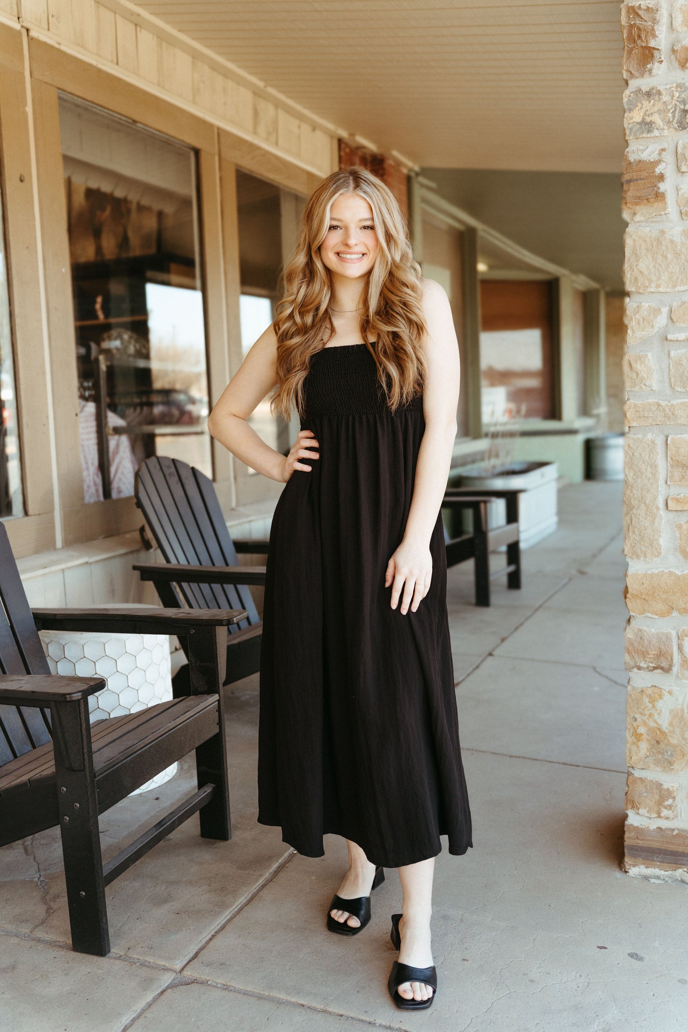 Beachside Midi Dress Black ZD231223