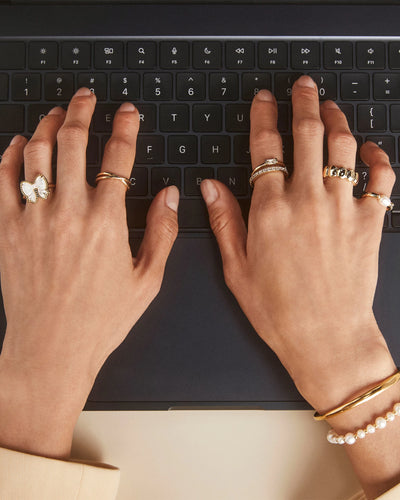 KS Haley Bow Ring Gold Ivory
