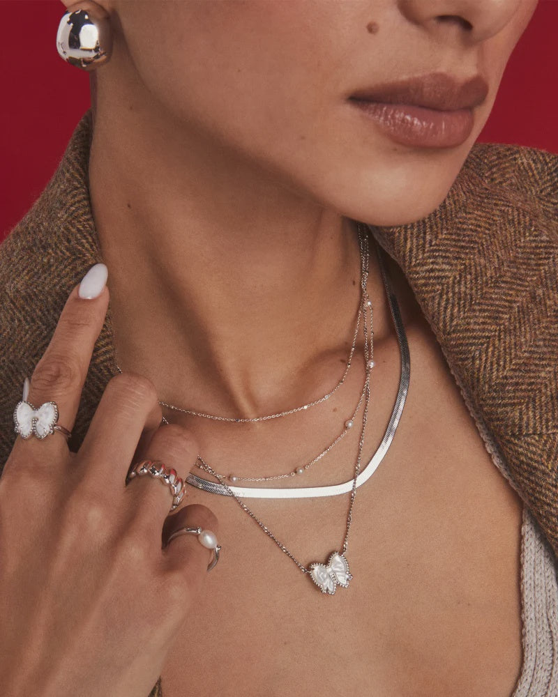 KS Haley Bow Pendant Necklace Silv