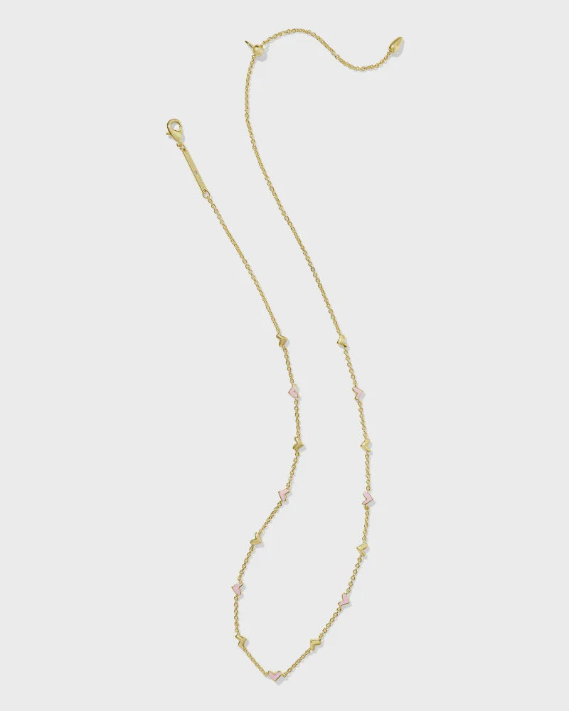 KS Haven Heart Necklace Gold Pink Enamel