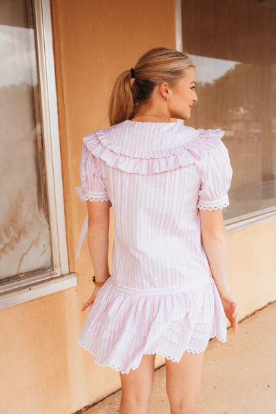 Palmer Pink Striped Mini Dress M1940D-1