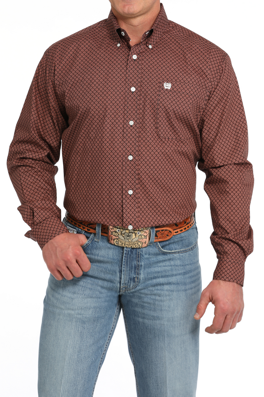 Cinch Men's Geometric Print Long Sleeve Western Shirt - Navy MTW1105846