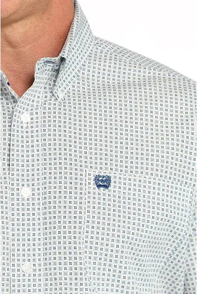 Cinch Men's Geometric Print Short Sleeve Shirt White MTW1111485