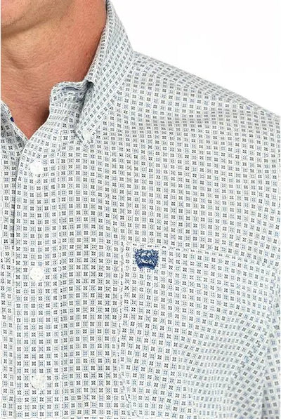 Cinch Men's Geometric Print Short Sleeve Shirt White MTW1111485