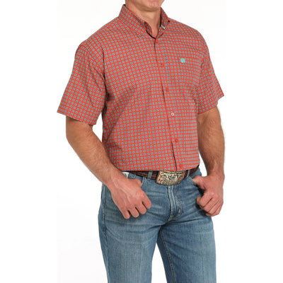 Cinch Men's Print Short Sleeve Shirt Red MTW1111488