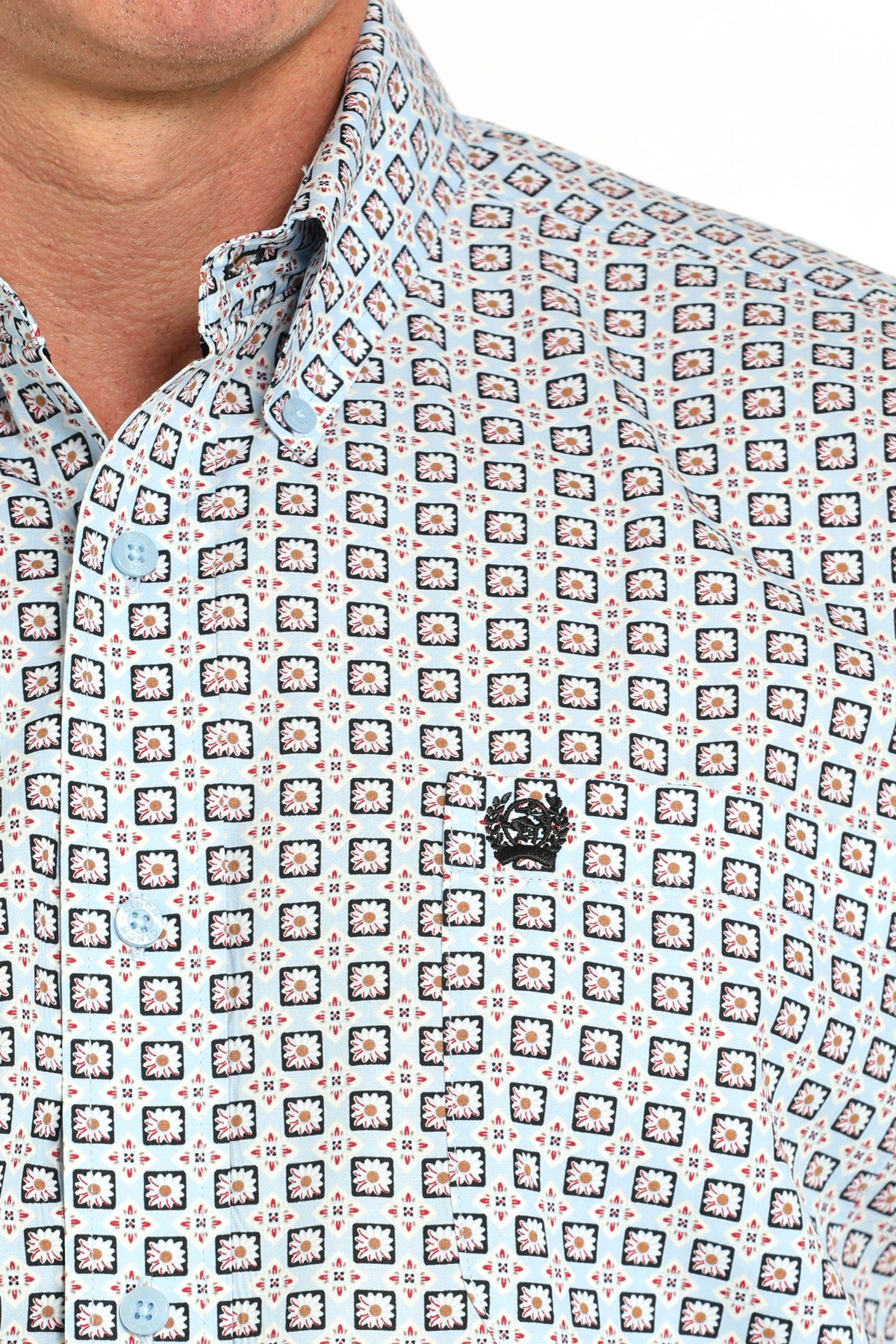 Cinch Men's Print Short Sleeve Shirt Light Blue MTW1111490