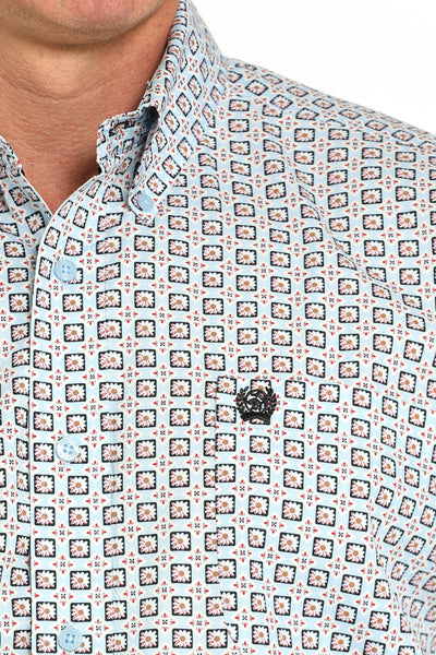 Cinch Men's Print Short Sleeve Shirt Light Blue MTW1111490