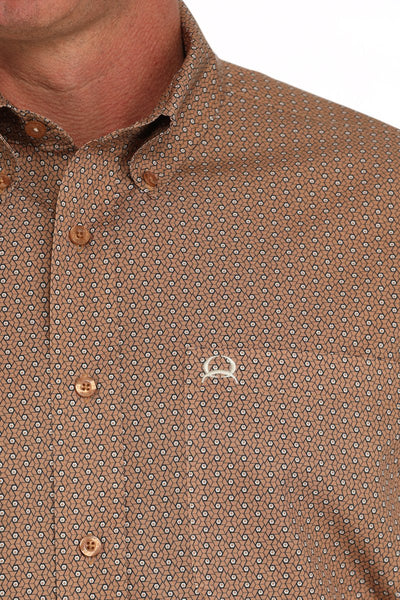 Cinch Men's Arenaflex Geometric Print Short Sleeve Shirt Brown MTW1704147