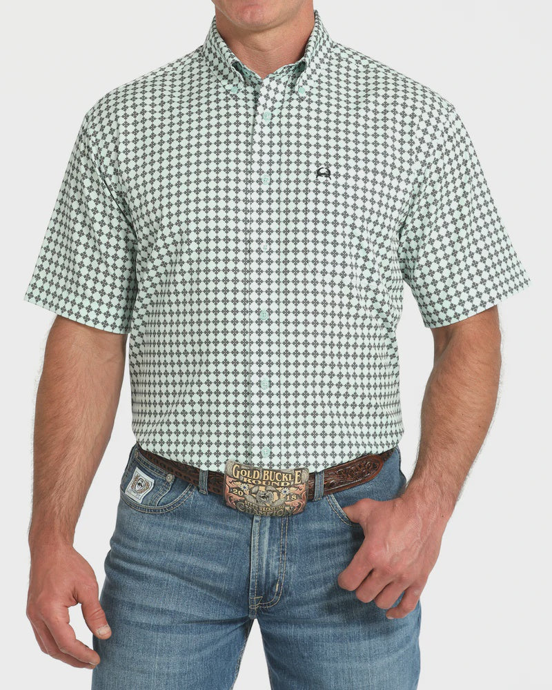 Cinch Men's ArenaFlex Print Short Sleeve Light Blue MTW1704159