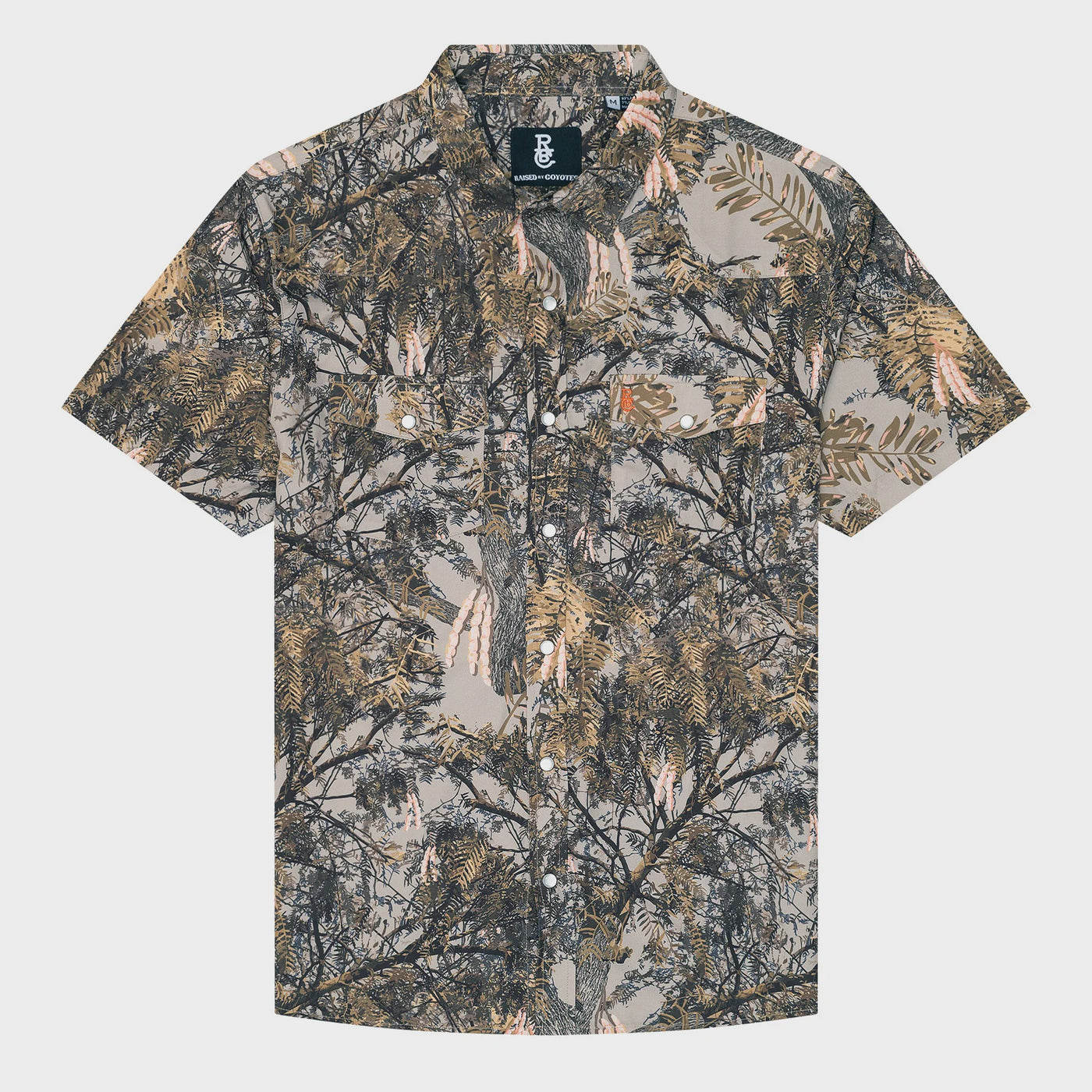 Raised by Coyotes Mesquite Camo Pearl Snap