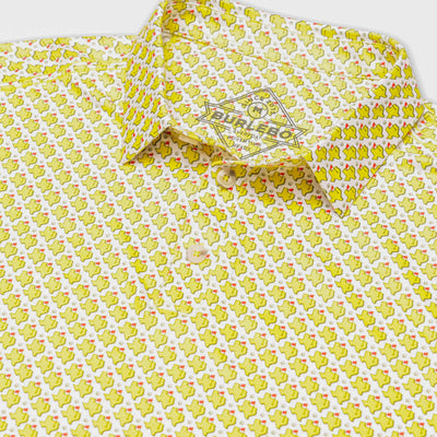 Burlebo Texas Tee Time Yellow/White Performance Polo