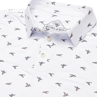 Burlebo Ducks Flying In White Performance Polo