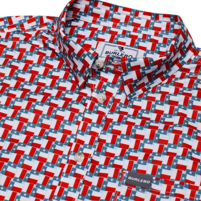 Burlebo Texas Flags Performance Button Up