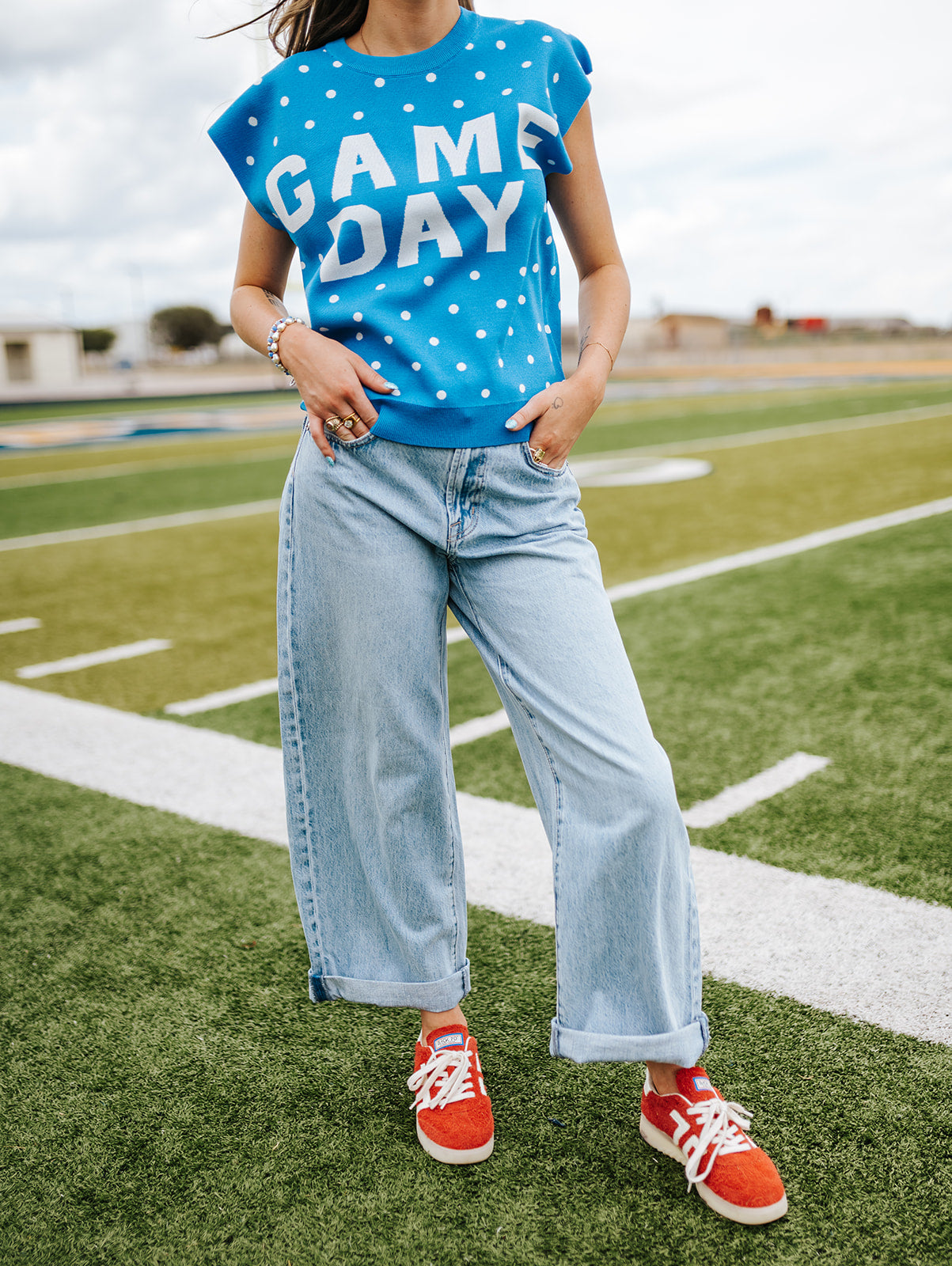 The Show Off High Rise Bowed Indigo Bloom Pants DP263155S