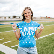 Royal Blue Game Day Sleeveless Polka Dot Knit Top