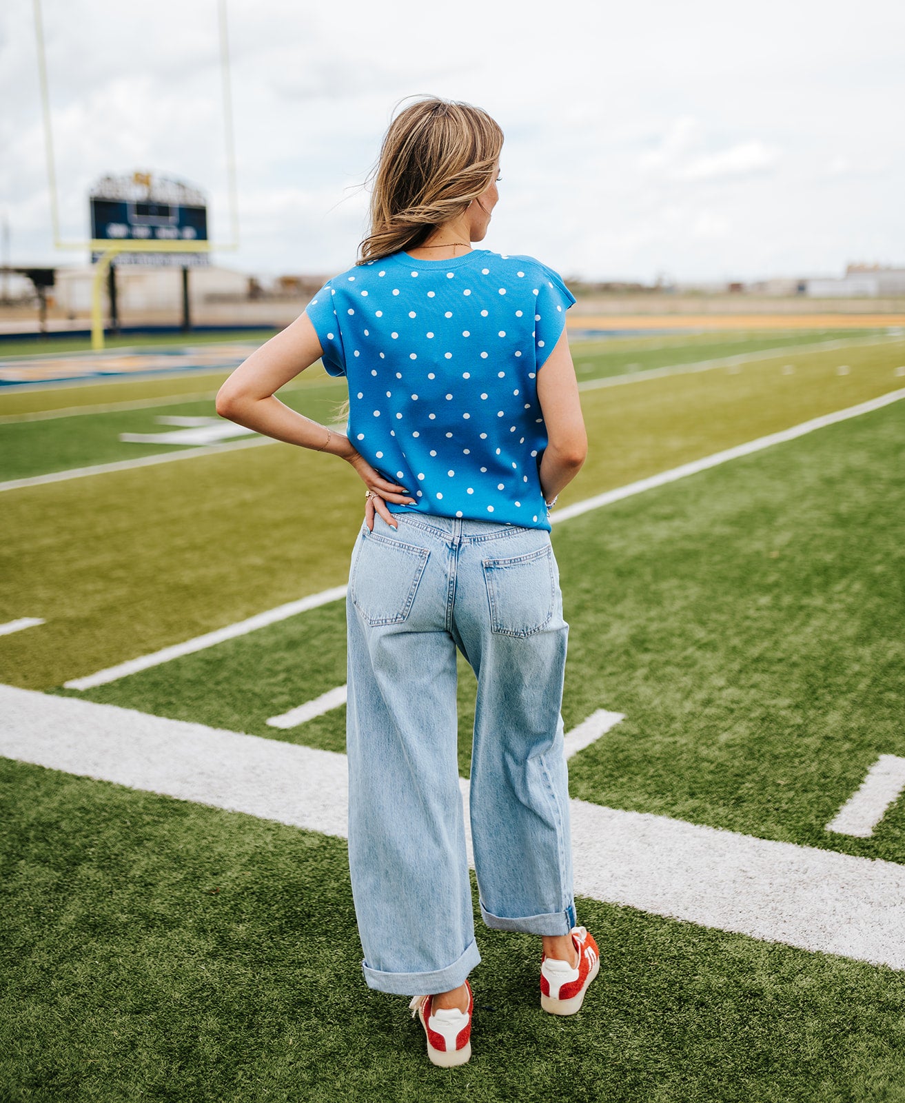The Show Off High Rise Bowed Indigo Bloom Pants DP263155S